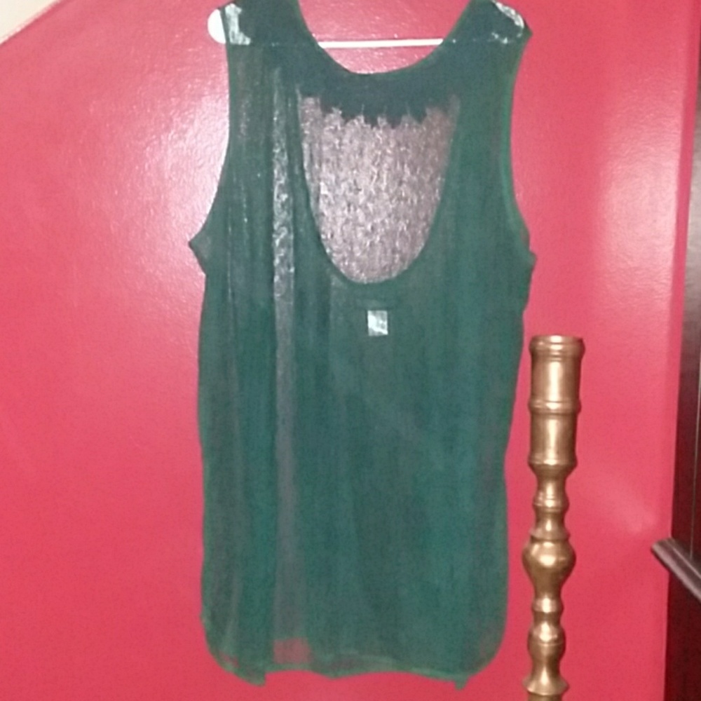 Sheer green lace tunic top Pyramid Collection